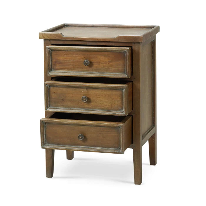 Eton 3-Drawer End Table, Straw Wash, 19 × 13 × 26 in.