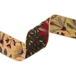 Wired 2.5 in. Reversible Floral Tapestry and Forest Pale Ribbon, Gold and Black, 5 yd. 2