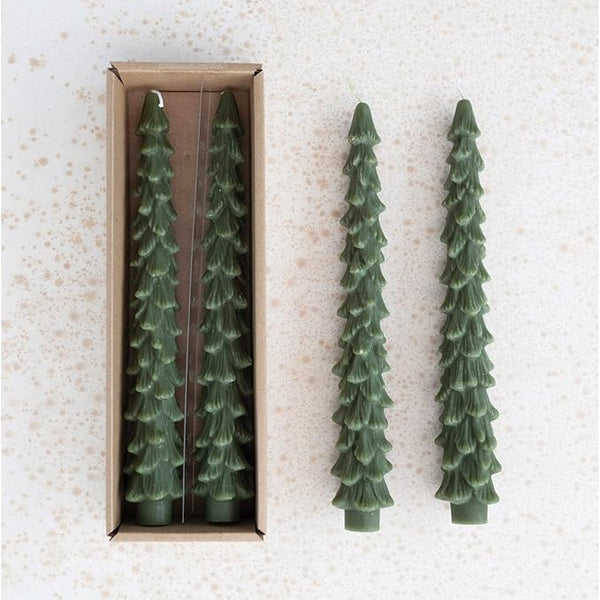 Unscented Tree Shaped Taper Candles, Green, 10 in.