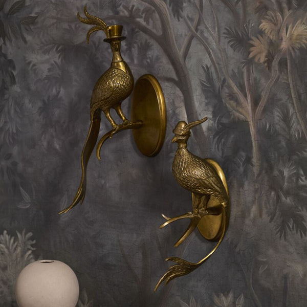 E&E Brass Head Wall Mount, Pheasant, Emerson