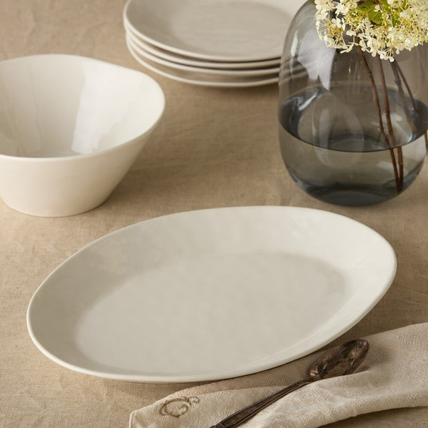 Oval Platter, 16 in., Linen Cream
