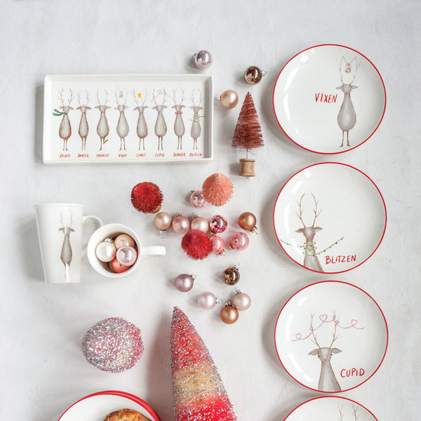 Platter w/ Santa's Reindeer, 12"x7"