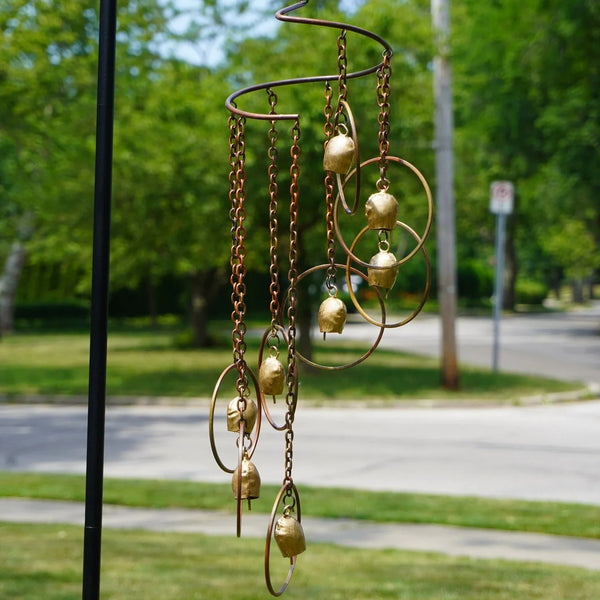 Flamed Circle Spiral Mobile with Bells