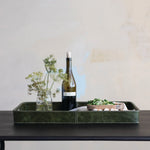 Decorative Leather Tray with Handles, Olive, 23 X 14.25 X 2.5 in. 3