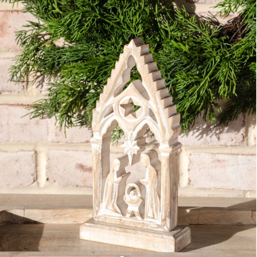 Wooden Arch Nativity, 5 X 2 X 10 in.