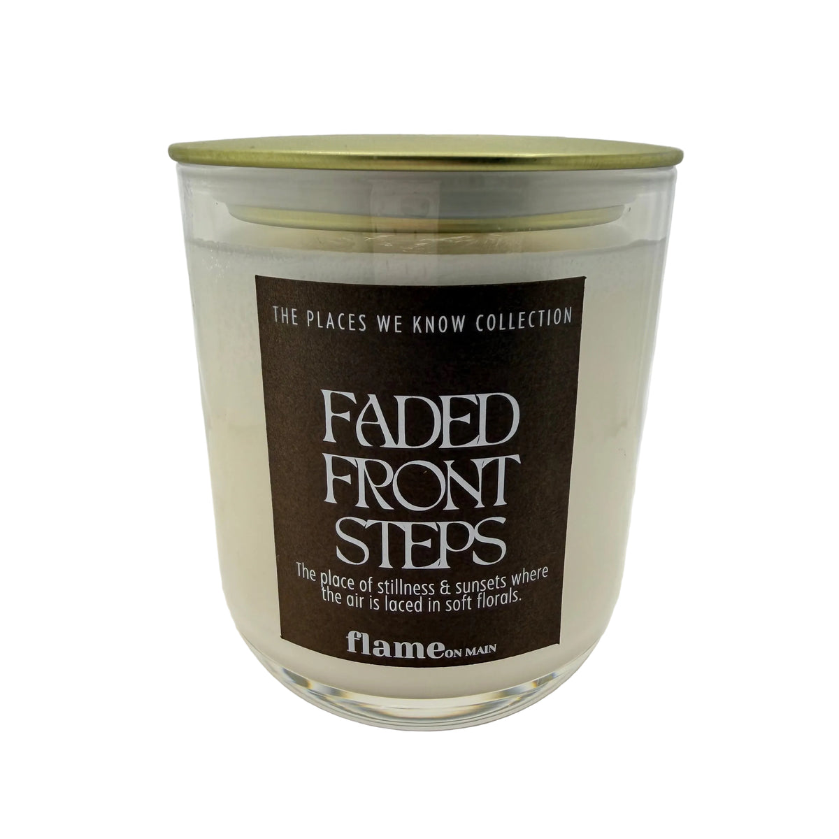 Flame on Main Places We Know 10oz Candle, Faded Front Steps. Made in Lake Norman
