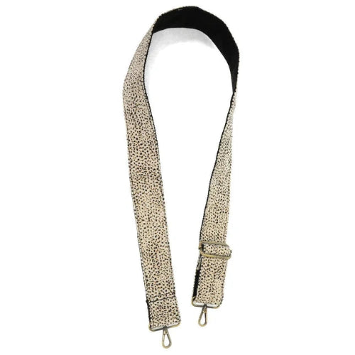 Cheetah Faux Fur Mini Guitar Strap, Natural