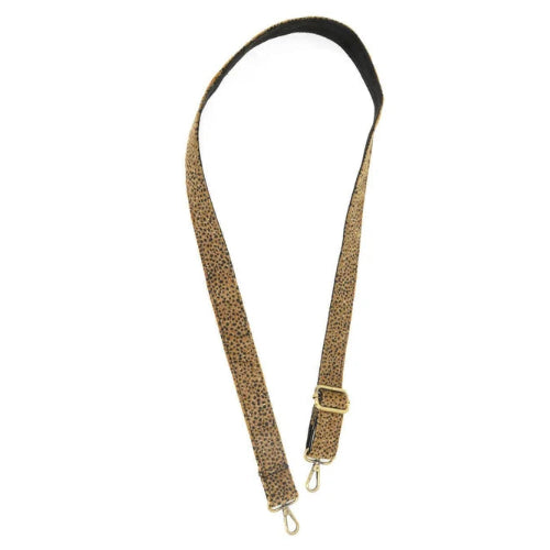 Cheetah Faux Fur Mini Guitar Strap, Camel