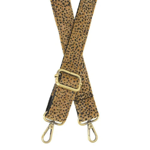 Cheetah Faux Fur Mini Guitar Strap, Camel