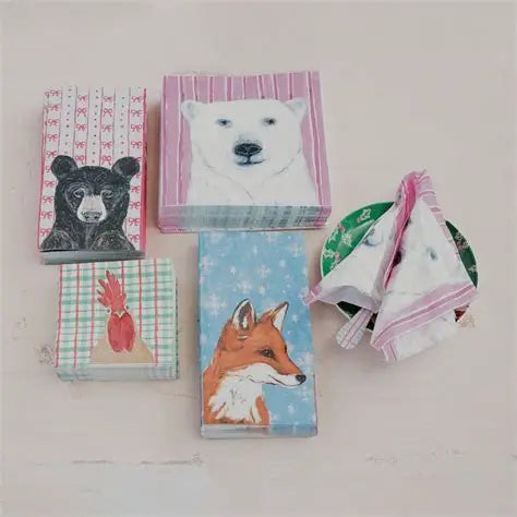Bear Holiday Pattern Paper Napkins, 20 pcs, 7