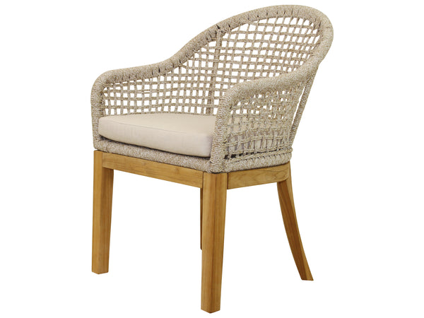 Nautical Rope & Teak Dining Chair with Sunbrella Fabric