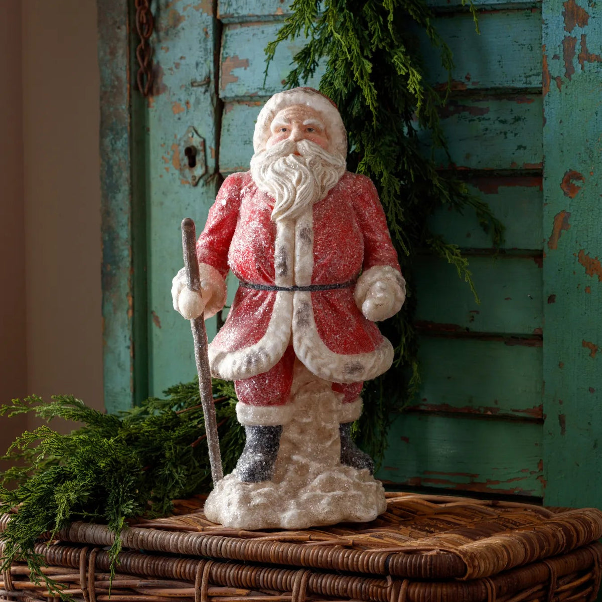 Tabletop Vintage Santa with Staff, 18 in.