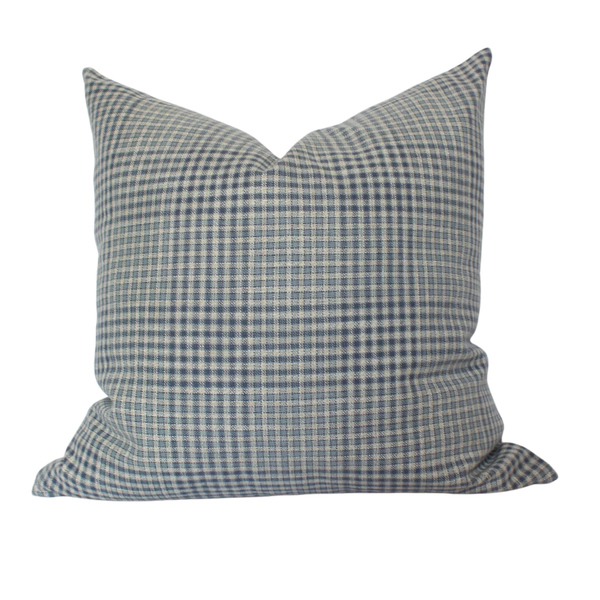 Olin Gingham Pillow, Blue, 14 X 20