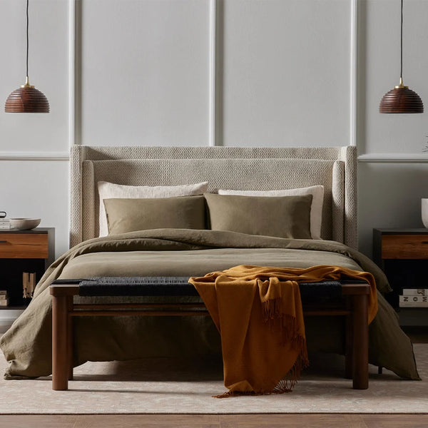 Dobson Bed, King, Perin Oatmeal, 87.5 X 89 X 46 in.