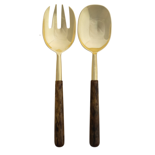 Salad Servers with Resin Handles, Set of Two