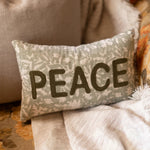 Embroidered Peace Lumbar Pillow w/ Flowers 2
