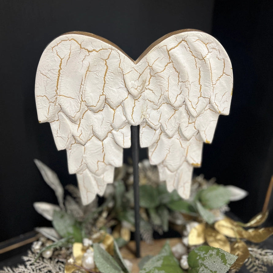 Gold Crackled Angel Wings, 16 X 7 in.