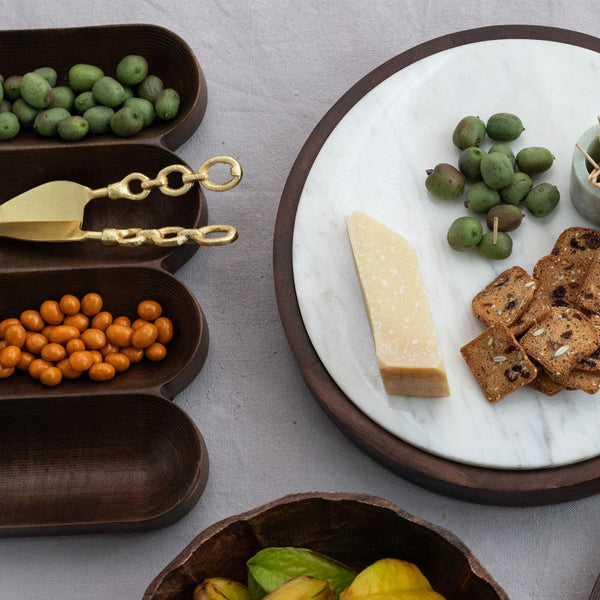 Mango Wood Serving Dish with 4 Sections, 13"x 7"