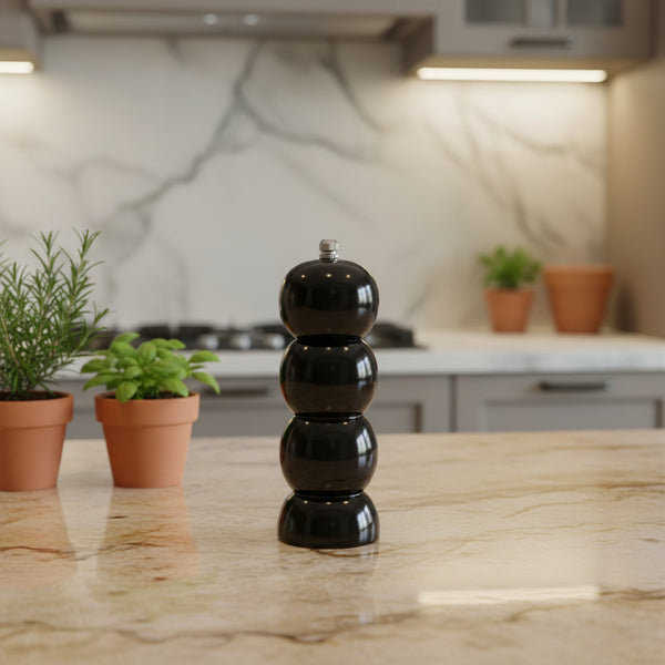 Rubberwood Salt/Pepper Mill, Black, 8 in.