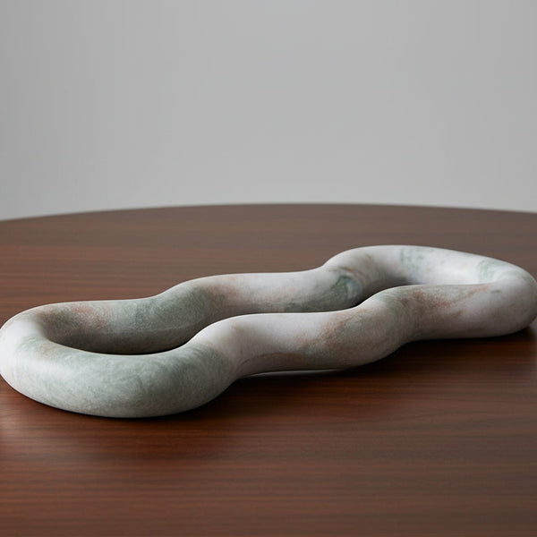 Marble Organic Shaped Trivet, Green Melange, 5 X 4.75 in.