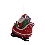 Wool Felt Santa in Sleigh Ornament, 6