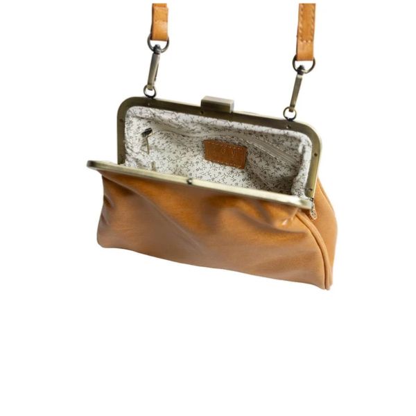 Elsa Small Frame Crossbody Bag, Golden Maple