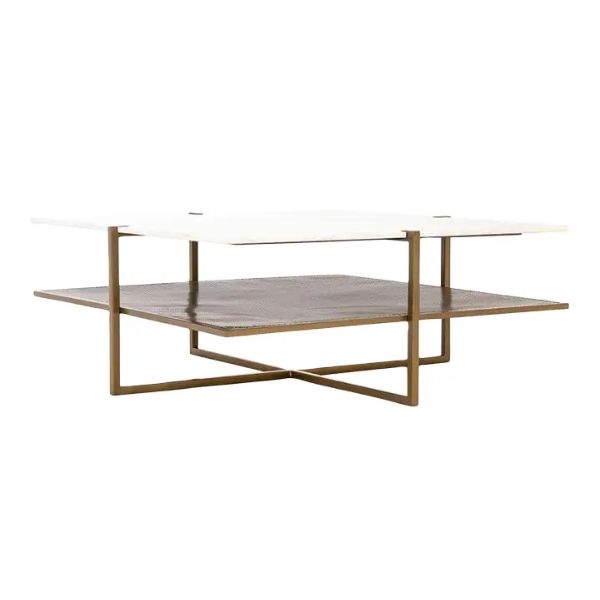 Olivia Square Coffee Table, Antique Brass, 41 x 41 x 16 in.