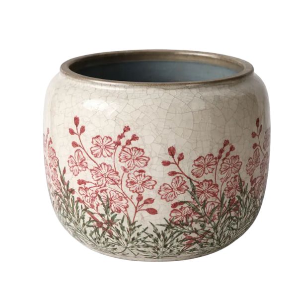 Crackle Glaze Jar Pot Cover, Green & Fuchsia, 3.5 in.