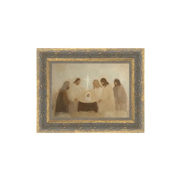 Neutral Nativity Framed Antique Art, 7 X 5 in.