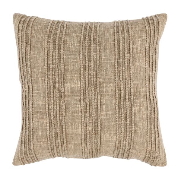 Gratitude Pillow, Natural, 22 X 22 in. featuring textured vertical stripes in a neutral tone, perfect for adding cozy decor and thoughtful gifts from Knotty and Board.