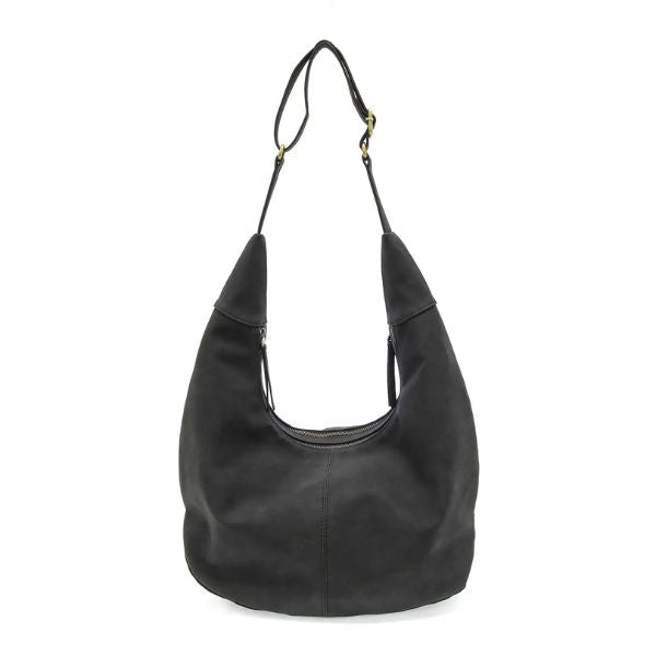 Rochelle Faux Suede Large Crescent Hobo, Black