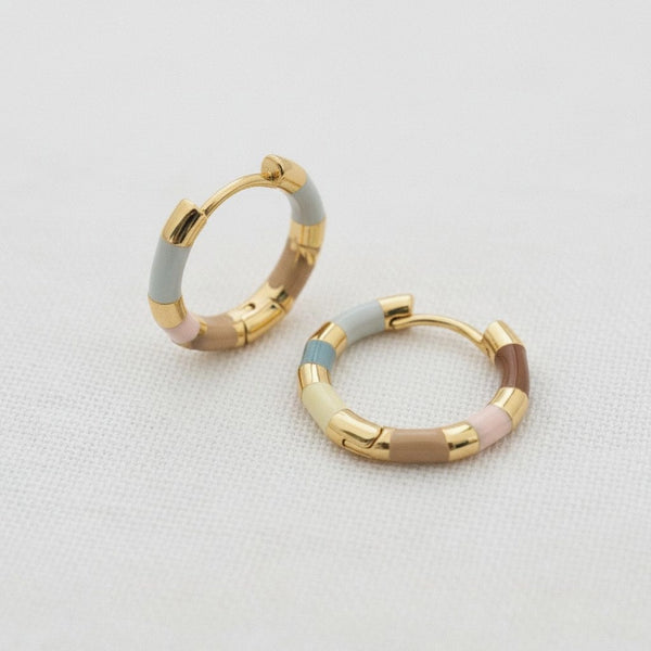 French Enamel Geometric Hoop Earrings, 1 in.