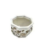 Floral Ceramic Bulb Planter Pot, Brown & White, 8 in. 1
