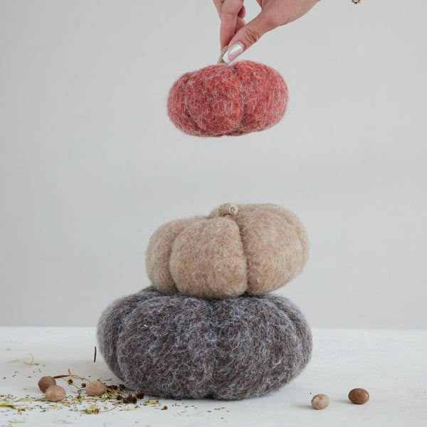 Felt Pumpkin, Brown, 7 X 5 in.