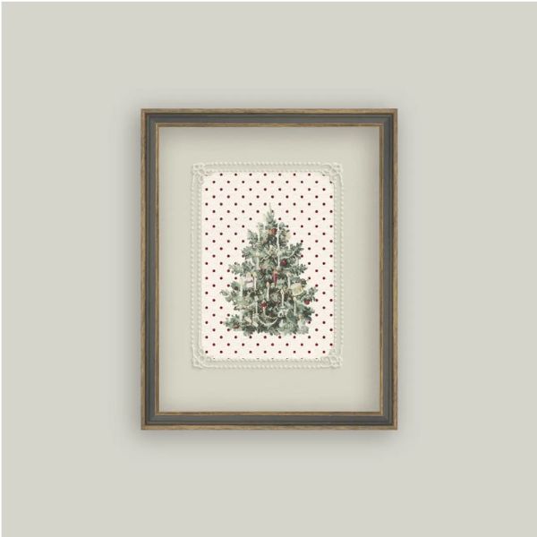 Vintage Polka Dot Tree, 7 X 9 in.