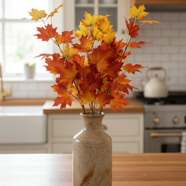 Maple Leaf Stem, Green and Gold, 16 in.
