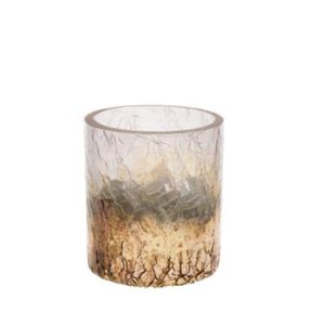 Daybreak Votive, Small with textured glass in amber and brown tones, ideal for adding warm decor accents to kitchen, dining, or entertaining spaces.