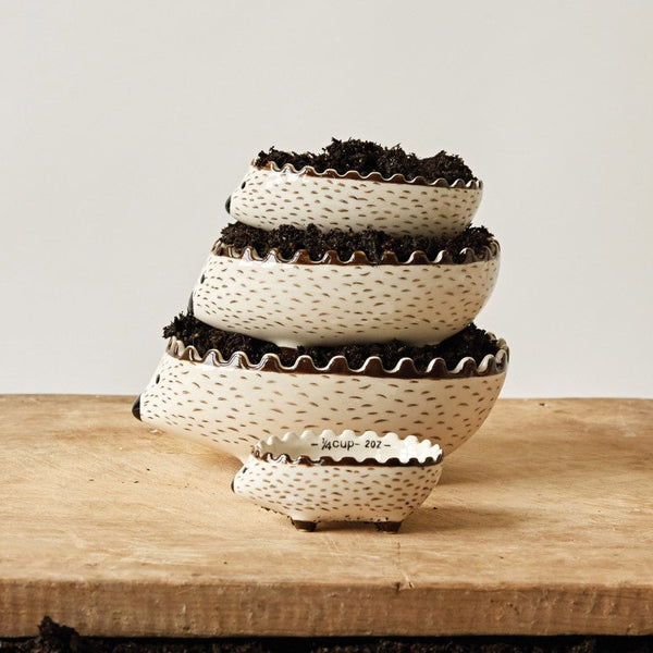 Hand-Painted Hedgehog Measuring Cups, Set of Four