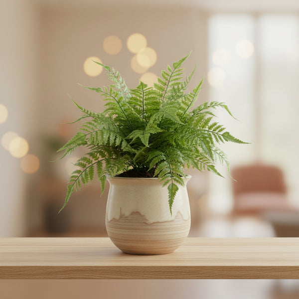 Faux Fern in Paper Pot, 14"