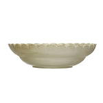Stoneware Bowl with Scalloped Edge, Green, 12 in. 3