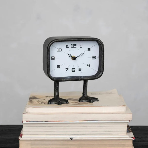 Metal Clock with Duck Feet, 7 X 4 in.