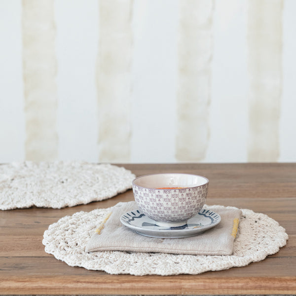 Recycled Cotton Blend Crocheted Placemat, 15 in. Round