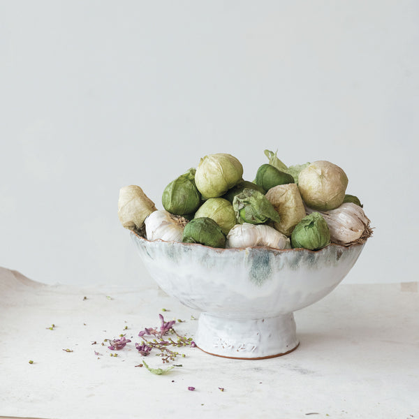 Stoneware Footed Bowl, 9"x 5"