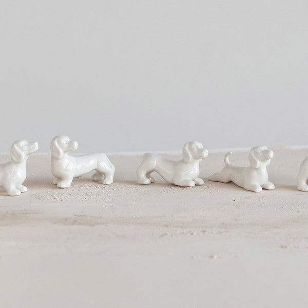 Stoneware Dog, White, Assorted
