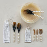 Cheese Knife Set, Cream Resin Ball Handles, Set of Three 2