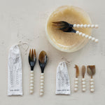 Salad Servers, Cream Resin Ball Handles, Set of Two 2