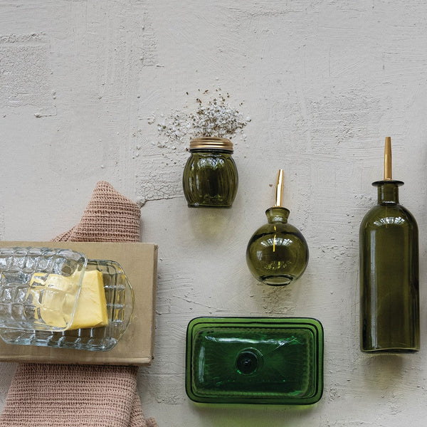 Cheese/Spice Shaker with Gold Metal Lid, Olive, 2.5 X 3.25 in.