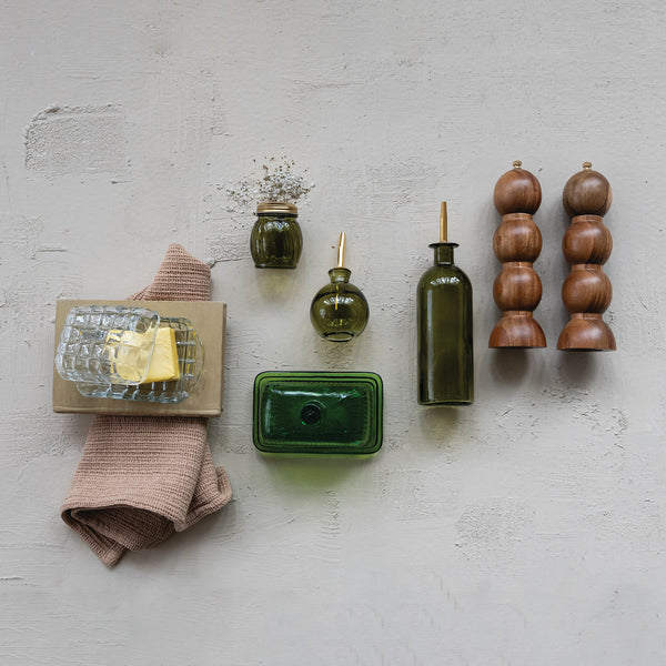 Glass Bitters Bottle with Gold Metal Stopper, Olive, 4 oz.