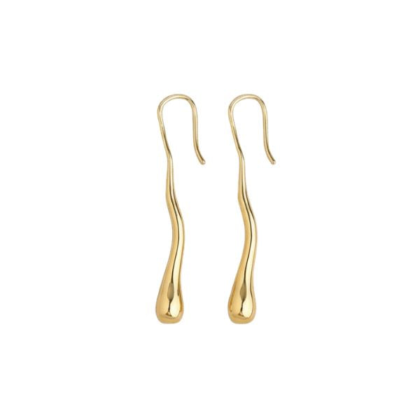 Pair of Sculptural Teardrop Earrings, Gold with smooth, elongated design, perfect as a unique jewelry gift from Knotty and Board, adding elegance to any outfit.
