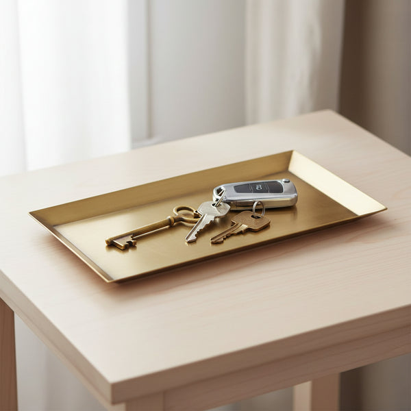 Antique Brass Tray, Rectangle, 8.25 X 4.75 in.